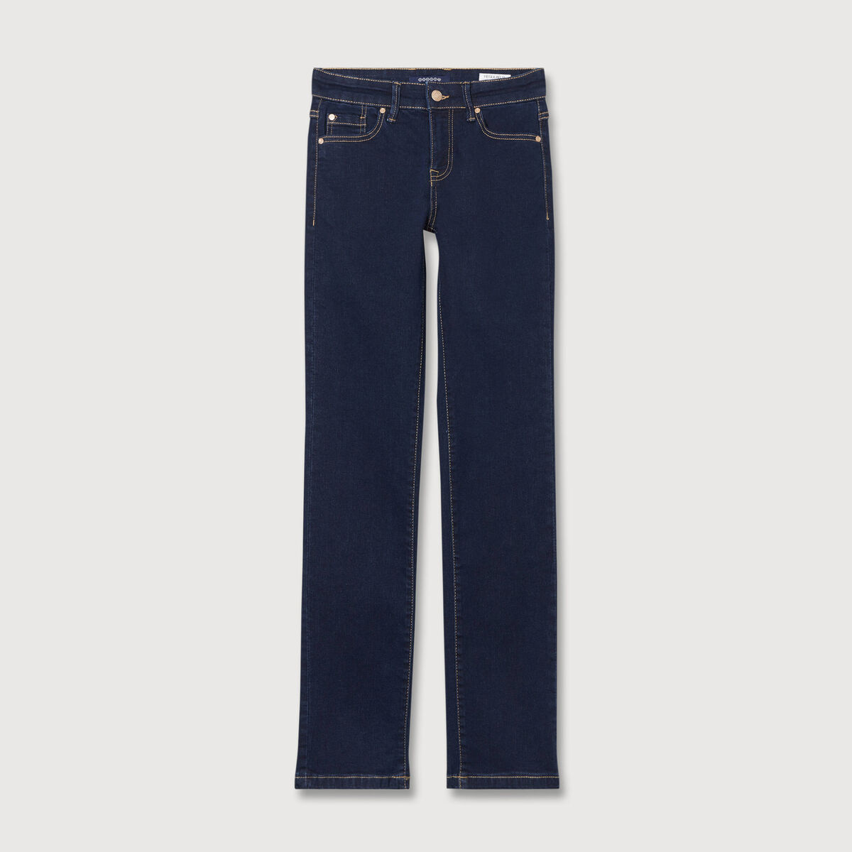 Jeans regular 5 poches denim brut rinse femme