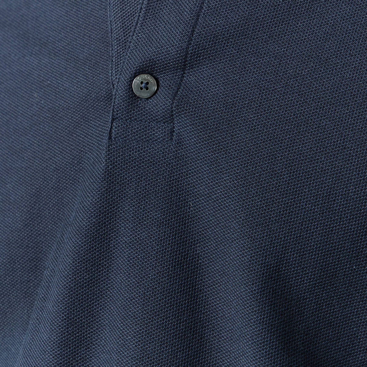 Polo manches longues en coton bleu marine homme