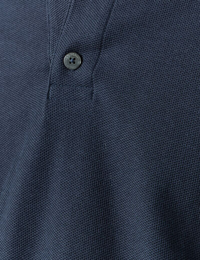Polo manches longues en coton bleu marine homme