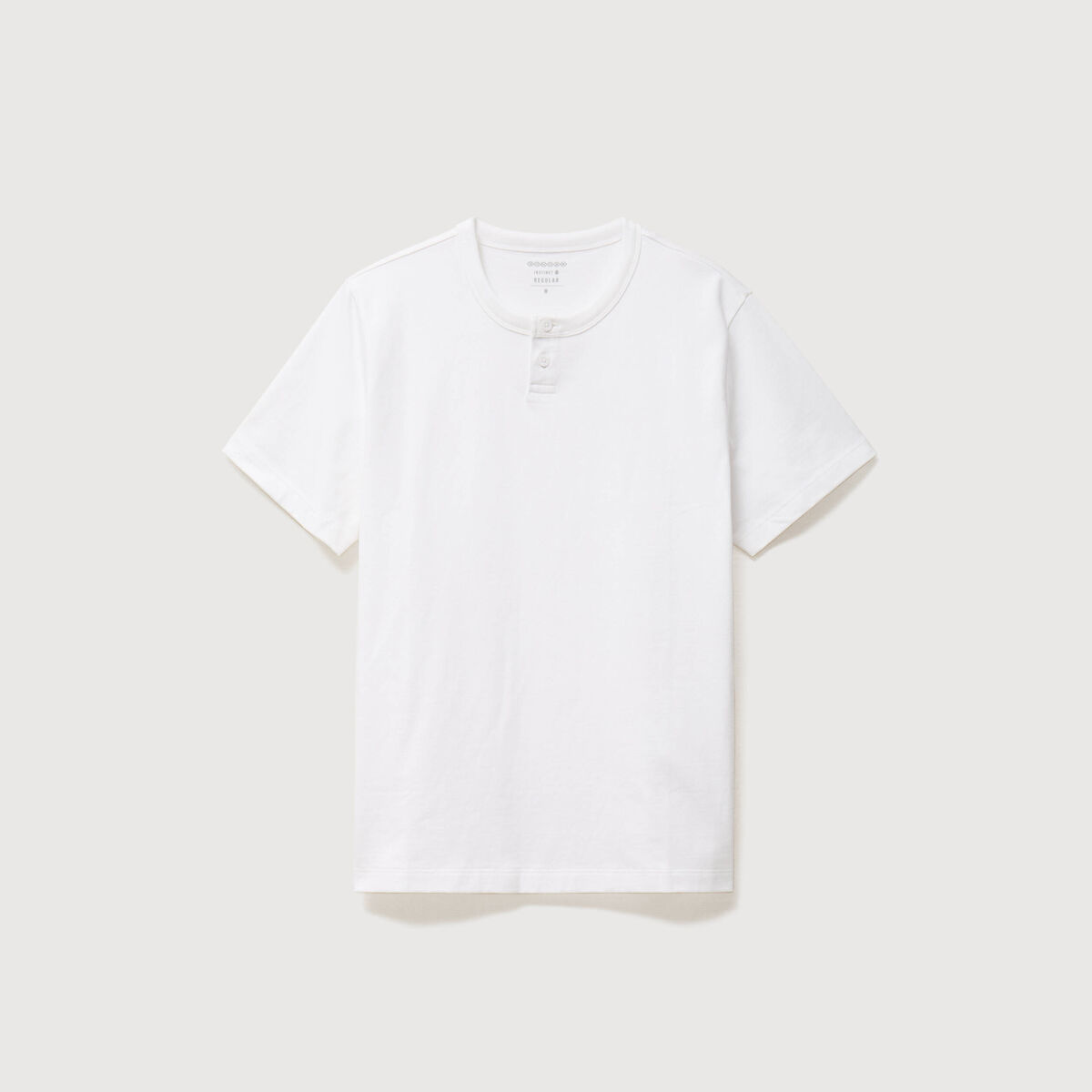 T-shirt col mao manches courtes en coton blanc homme