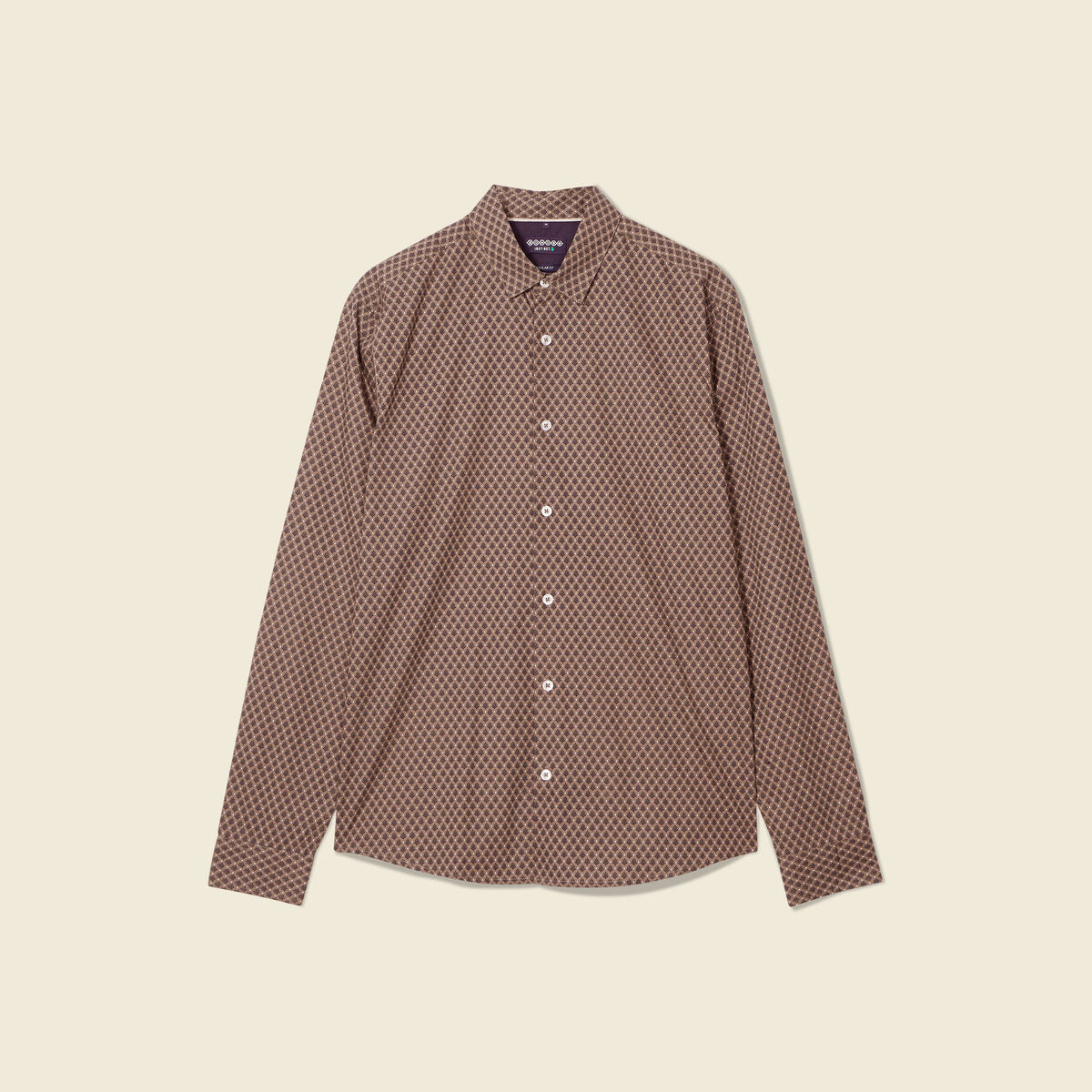 Chemise homme moulante à fleurs dorées avec manches longues - Fashion
