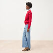 Pull droit col rond manches longues rouge femme