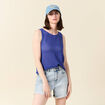 Débardeur sans manches ajouré bleu violet femme