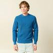 Pull fin manches longues col rond bleu fonc&eacute; homme