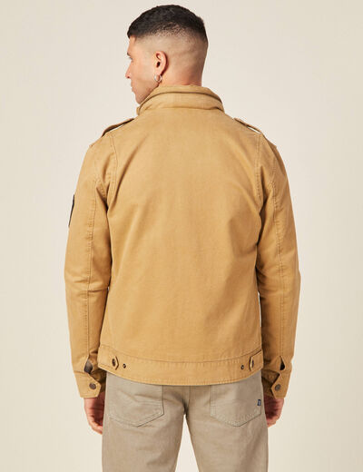 Blouson droit à col montant camel homme