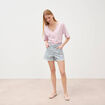 Short mom taille haute en jeans bleu marine femme