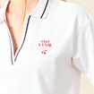 T-shirt polo droit court en coton blanc femme