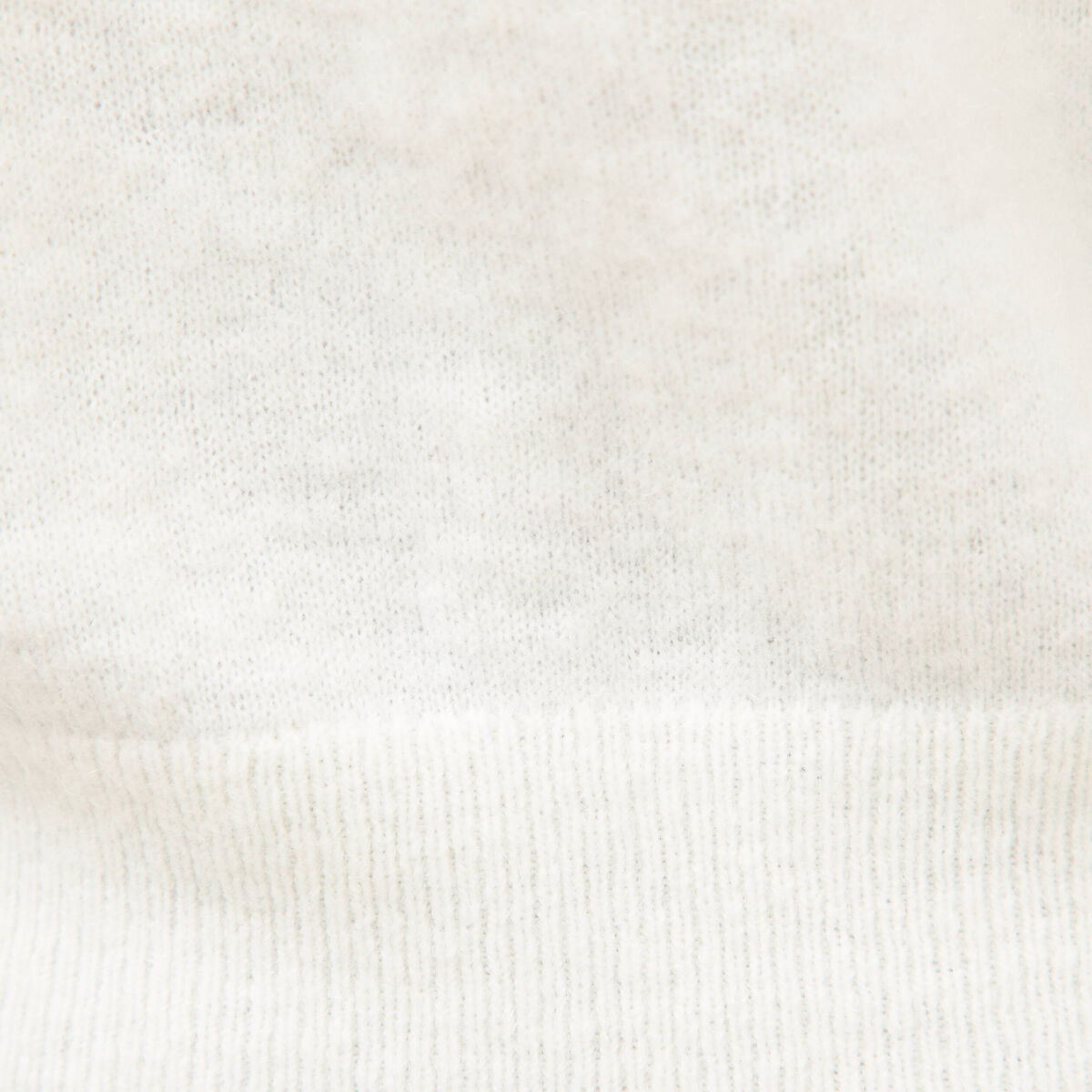 Pull droit col v manches longues ecru femme
