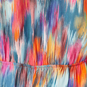 Robe longue droite fluide multicolore femme