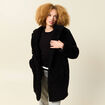 Manteau long laine mouton noir femme