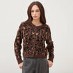Gilet manches longues col rond marron fonc&eacute; femme