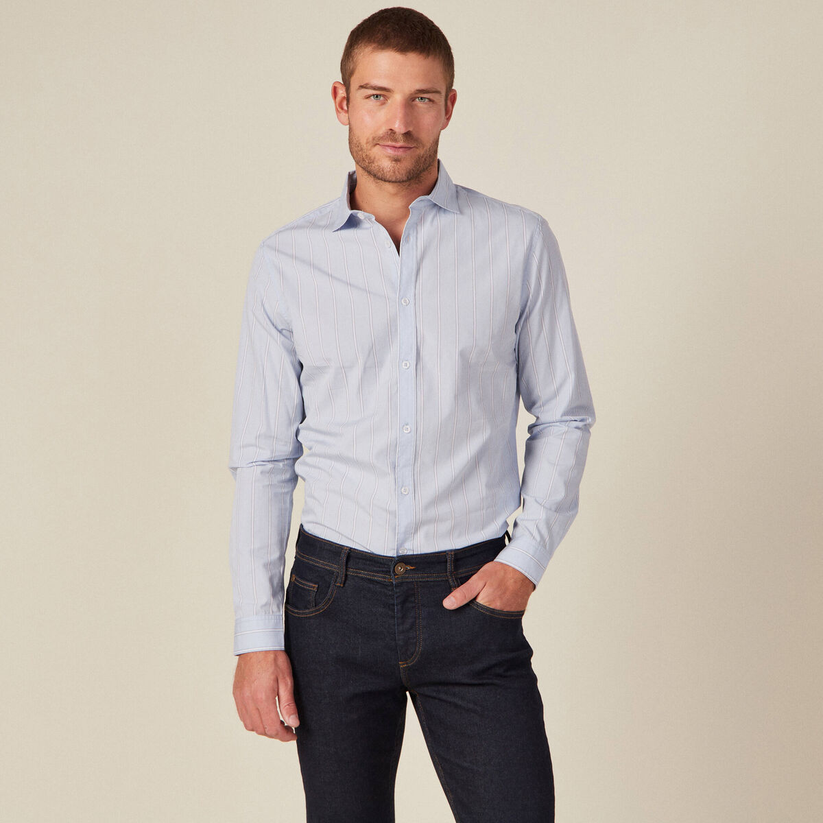 Chemise éco-responsable bleu clair homme