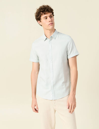 Chemise manches courtes vert olive homme