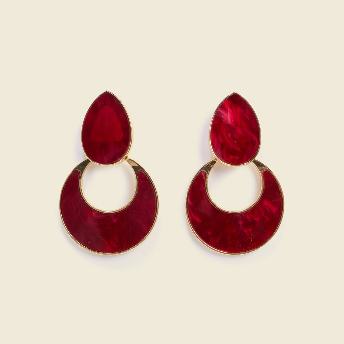 Boucles d'oreilles bordeaux femme