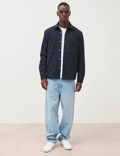 Jeans large longueur 32 en coton denim bleach homme