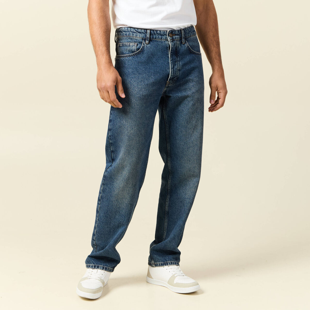 Jeans large longueur 32 en coton bleu homme