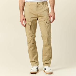 Pantalon cargo droit beige homme
