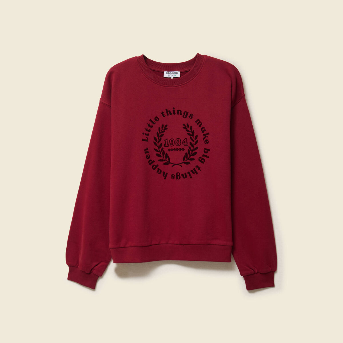 Sweat col rond manches longues rouge femme