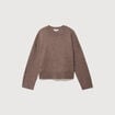 Pull col rond manches longues marron femme