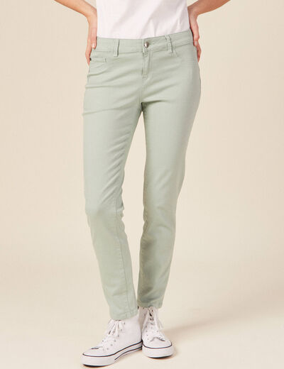 Pantalon slim 7/8ème vert pastel femme