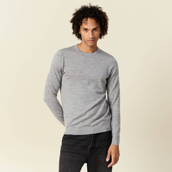 Pull 100% laine mérinos gris foncé homme