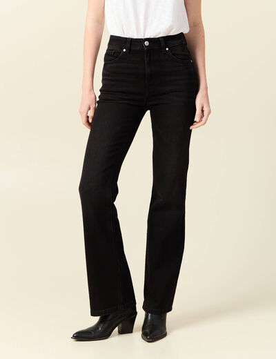 Jeans flare taille haute denim noir femme