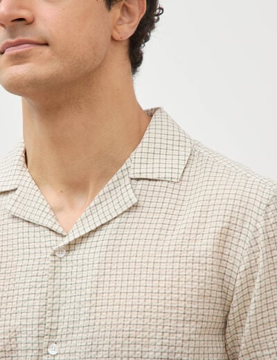Chemise boyfriend manches courtes ecru homme