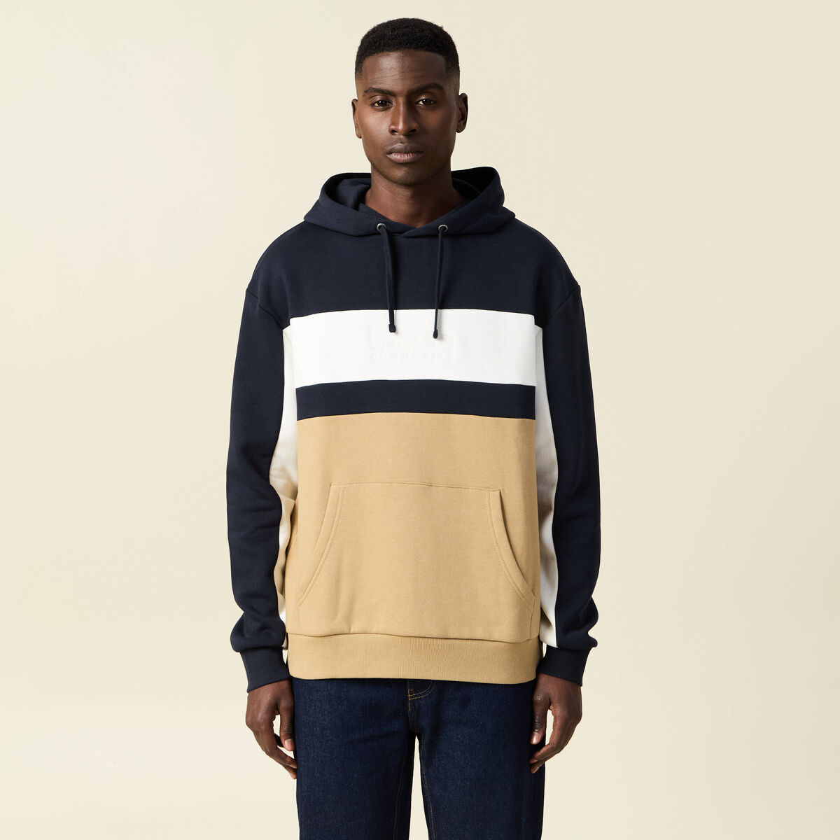 Sweat &agrave; capuche 1 poche bleu marine homme