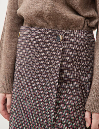 Mini-jupe droite courte marron femme