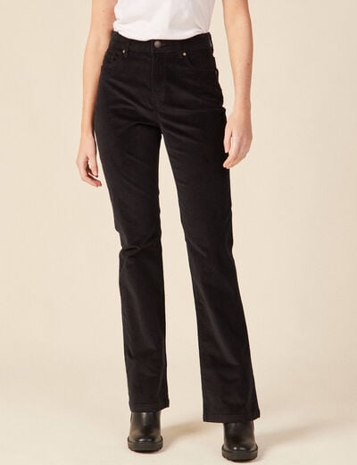 Pantalon bootcut velours noir femme