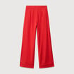Pantalon large taille haute ceinture rouge femme