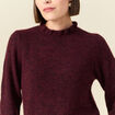 Pull col montant manches longues bordeaux femme