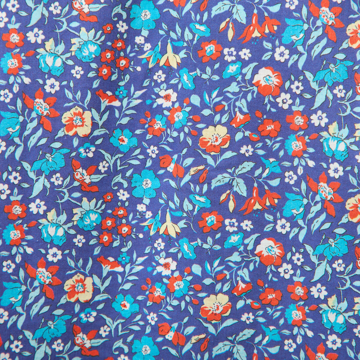 Chemise droite en coton manches longues bleu marine femme