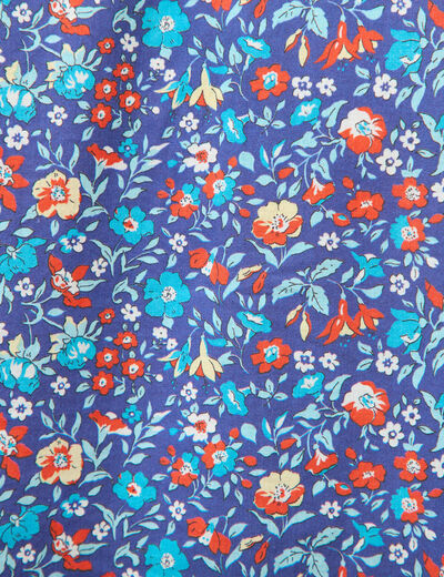 Chemise droite en coton manches longues bleu marine femme