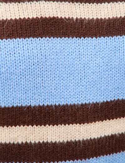 Pull droit manches longues col rond bleu femme