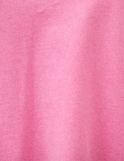 T-shirt col v manches courtes en coton rose framboise femme