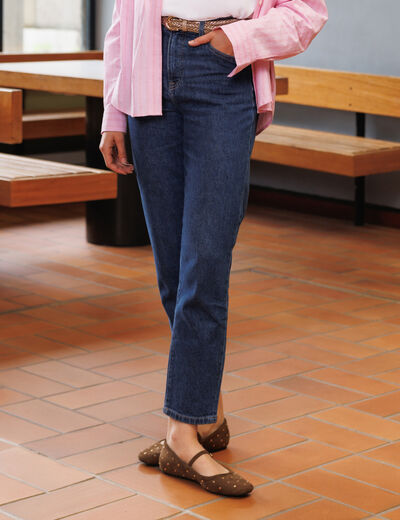 Jeans mom 7/8&egrave;me bleu femme