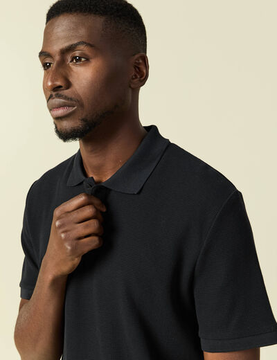 Polo col polo manches courtes en coton noir homme