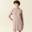 Robe pull droite col montant taupe femme