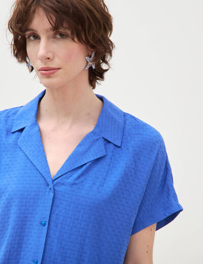 Chemise manches courtes bleu electrique femme