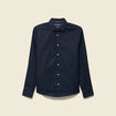 Chemise cintr&eacute;e en coton manches longues bleu marine homme