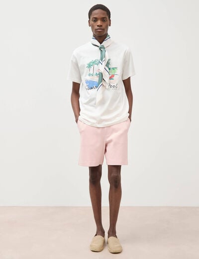 Bermuda rose poudr&eacute;e homme
