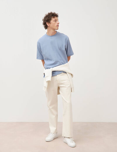 T-shirt ample col rond manches courtes bleu gris homme