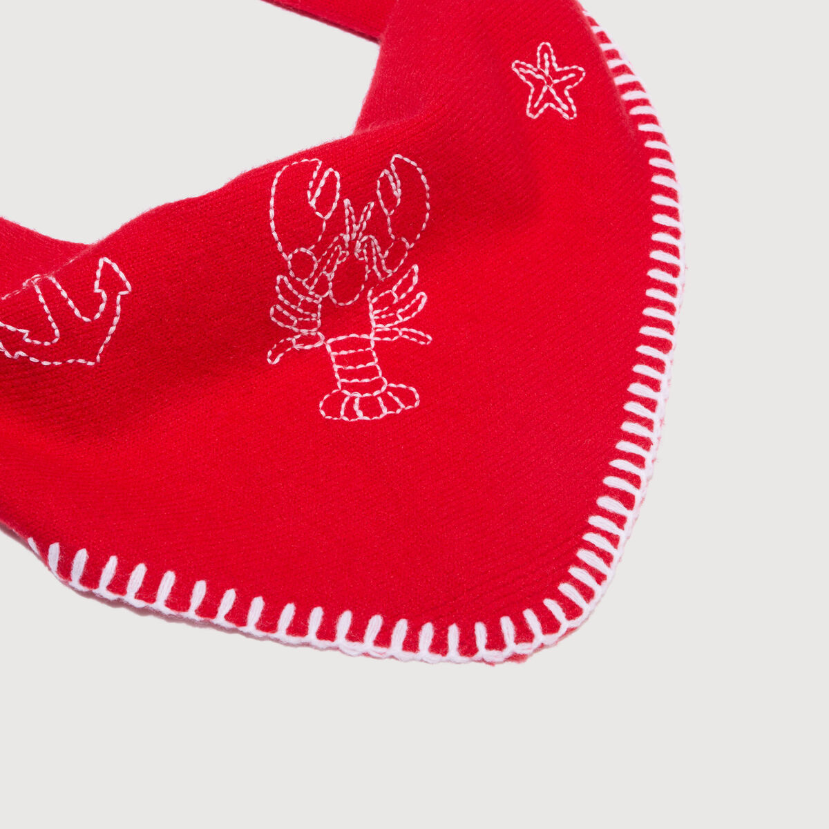 Foulard brod&eacute; rouge femme