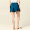 Short droit taille élastiquée bleu pétrole femme