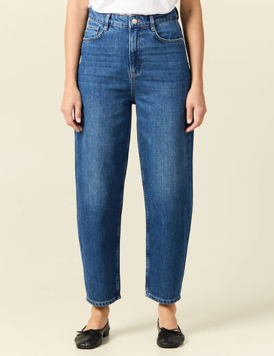 Jeans barrel taille haute denim stone femme