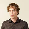 Chemise cintr&eacute;e manches longues en coton noir homme