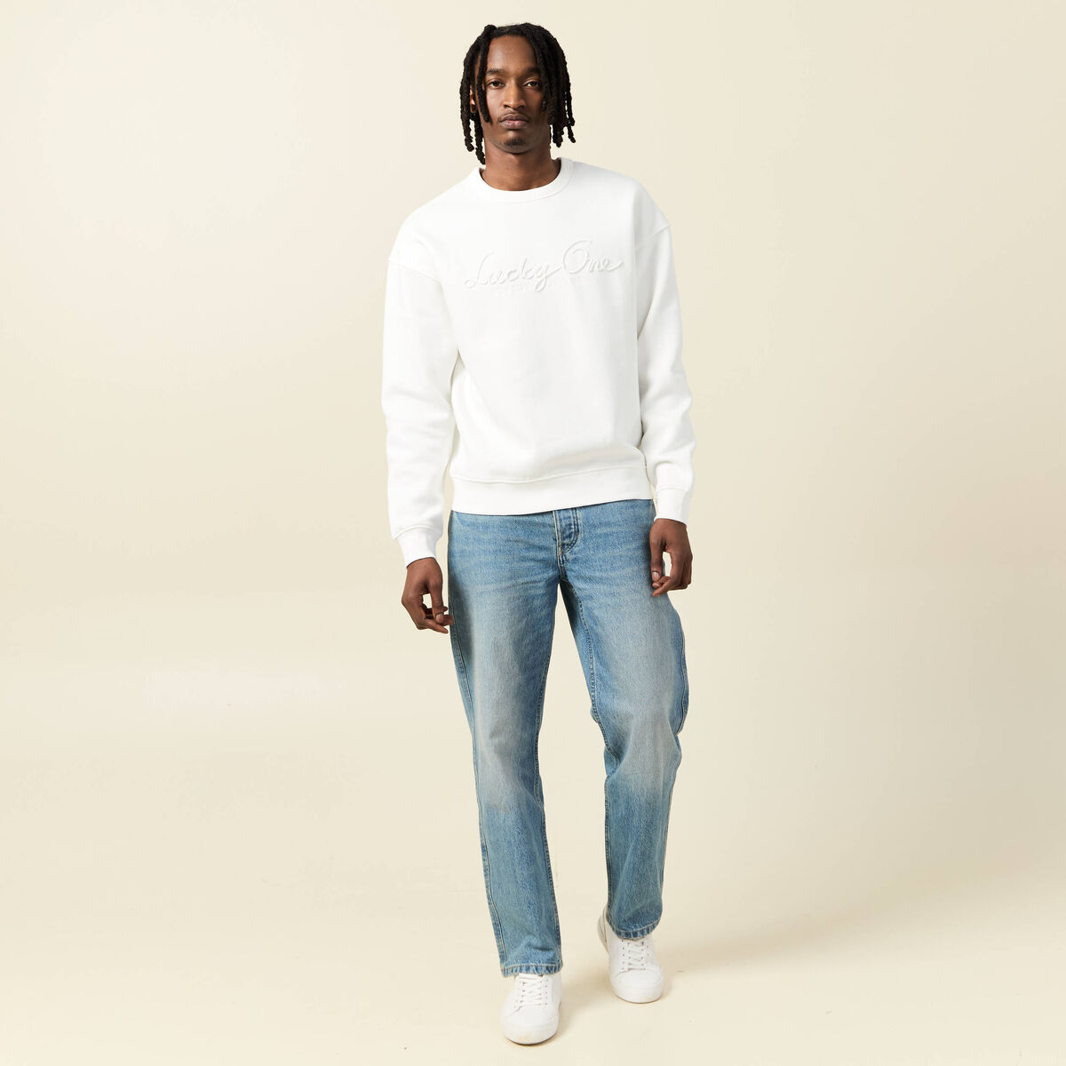 Sweat manches longues ecru homme