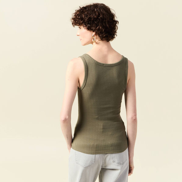 Débardeur sans manches vert kaki femme