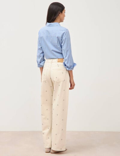 Jeans wide leg taille standard blanc femme
